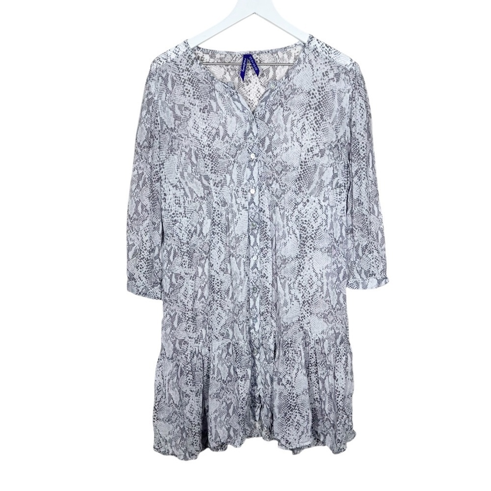 Seraphine Womens Maternity Snake Reptile Print Long Sleeve Dress Sheer Size 8